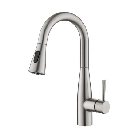 KIBI Bari Single Handle Pull Down Kitchen & Bar Sink Faucet, Brushed Nickle KKF2015BN